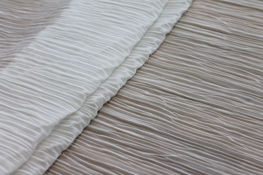 Pleated Polyester Chiffon - Ivory