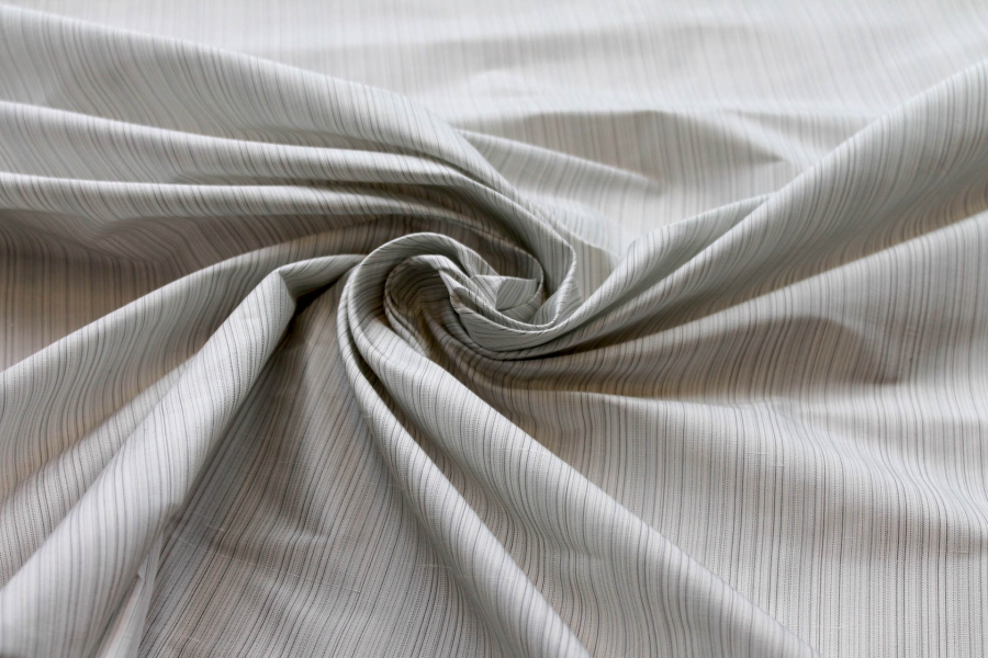 Striped Silk Dupion - White and Grey