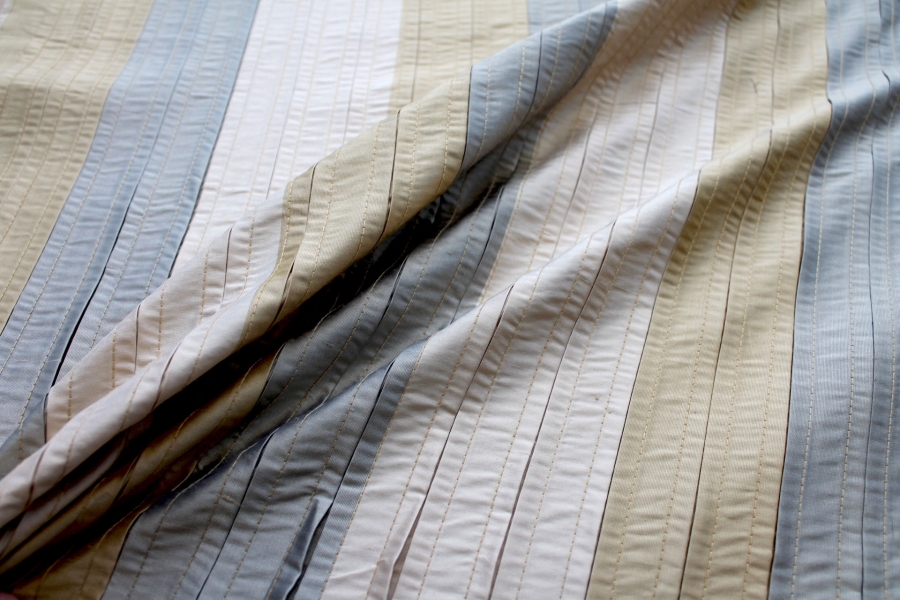 Pin-tuck Striped Silk - Blue Gold