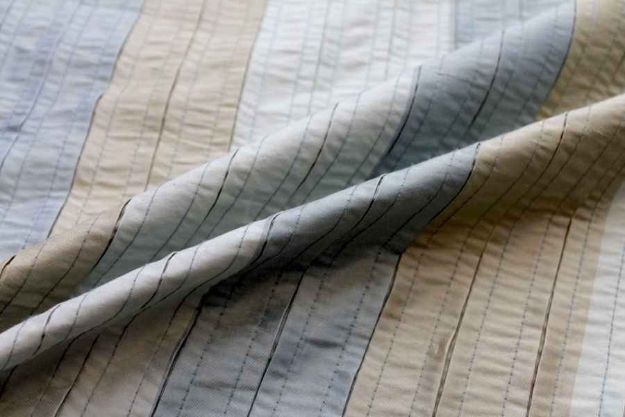 Pin-tuck Striped Silk - Blue Green
