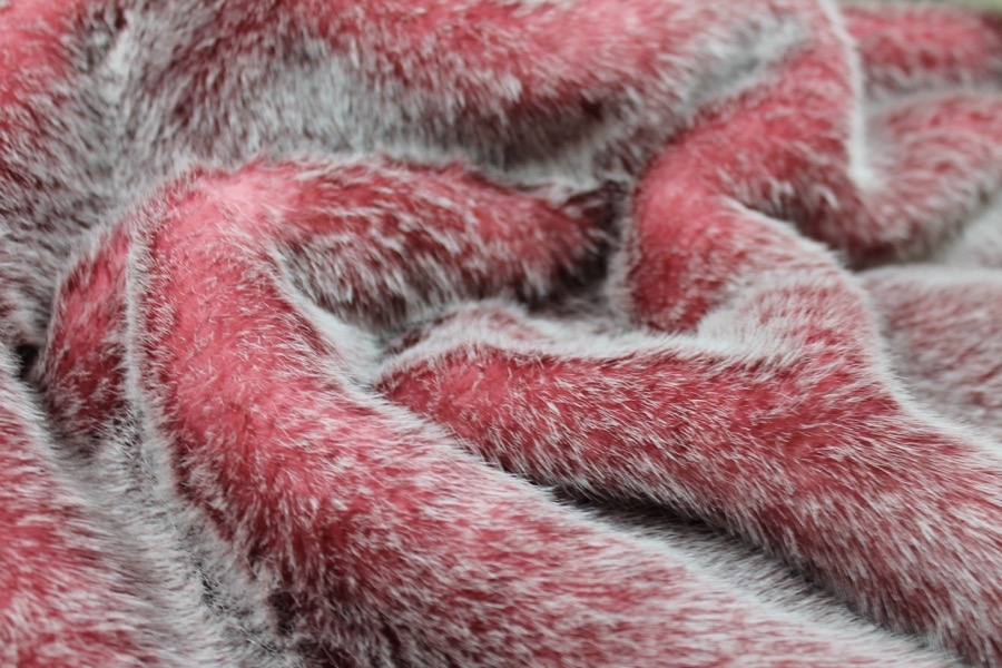 Faux Fur - Ivory Tipped Pink and Red