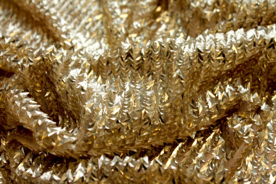 Gold Triangular Cupped Sequin on Tulle