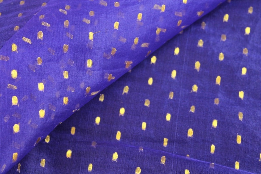 Silk Organza - Purple with Gold Spots / Dots