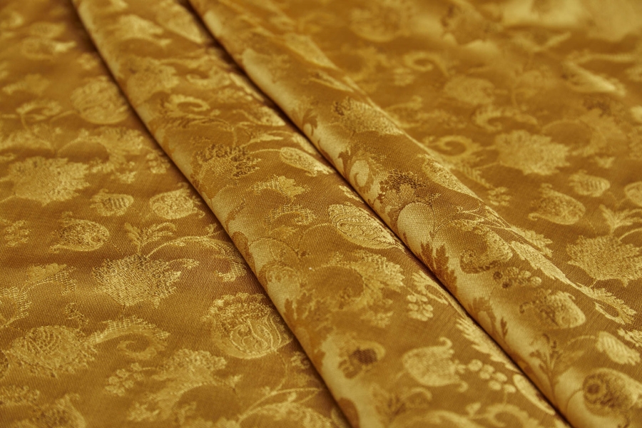 Self Coloured Floral Brocade - Yellow on Yellow