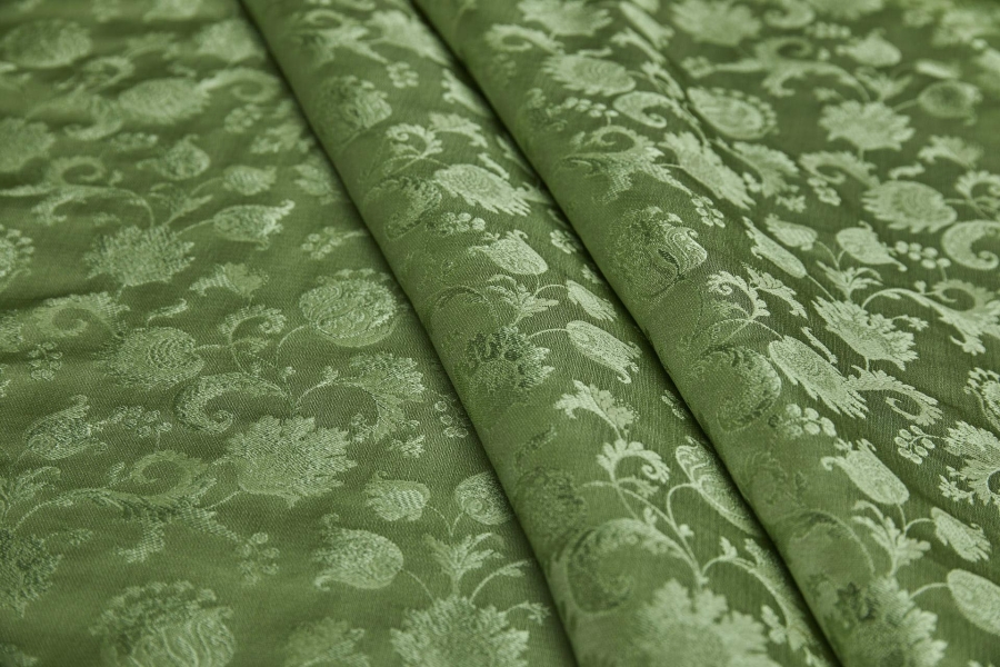 Self Coloured Floral Brocade - Green on Green