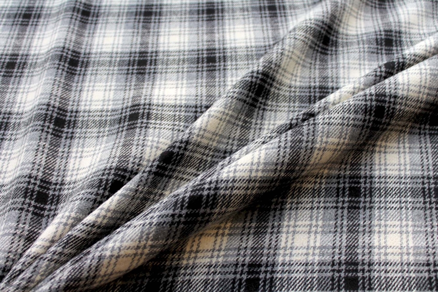 Checked Wool Flannel - Grey, Black & Ivory