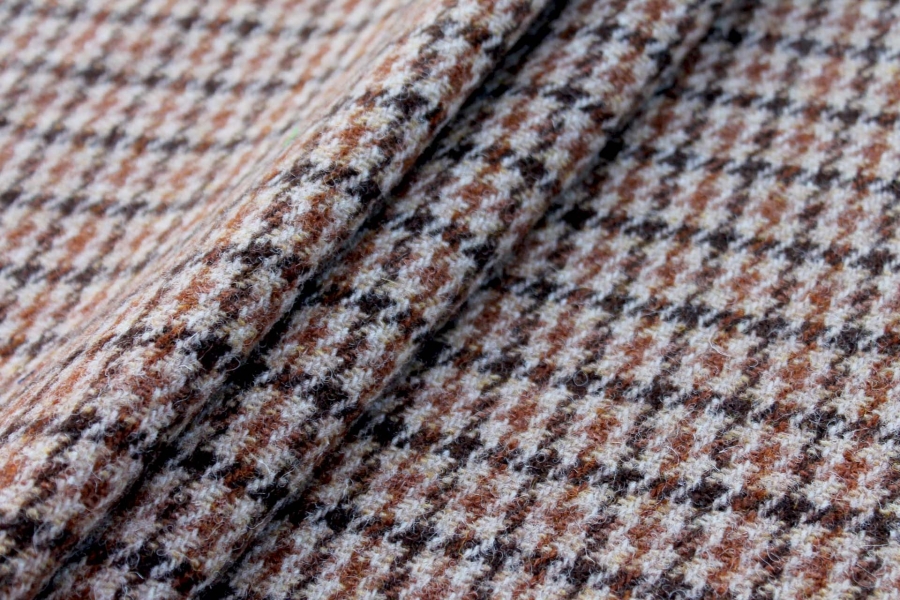 Houndstooth Harris Tweed Wool - Toffee / Brown