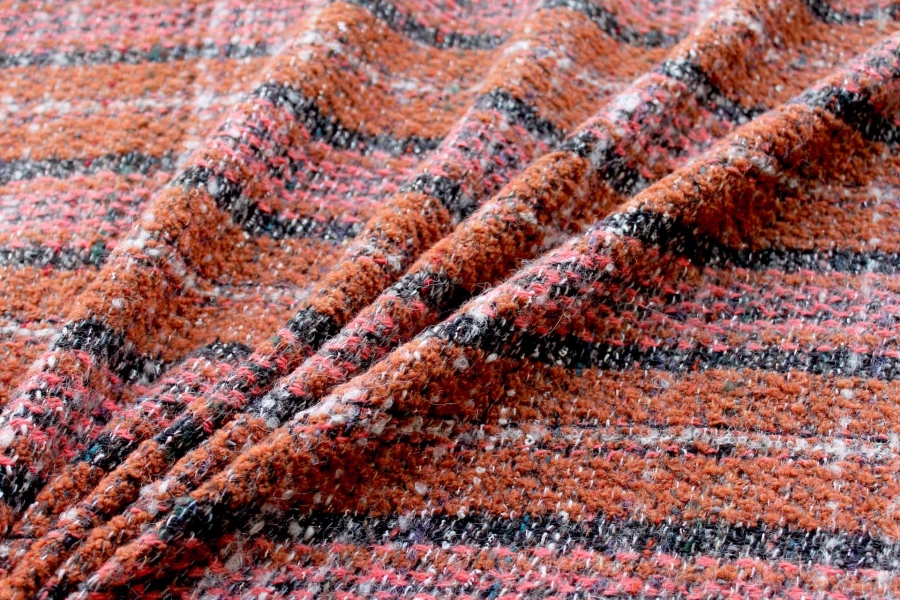 Chunky Wool Check - Rust, Coral and Grey