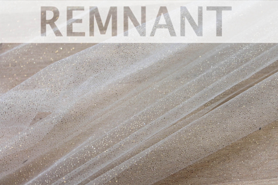 REMNANT - Ivory and Gold Glitter Tulle - 1.8m Piece