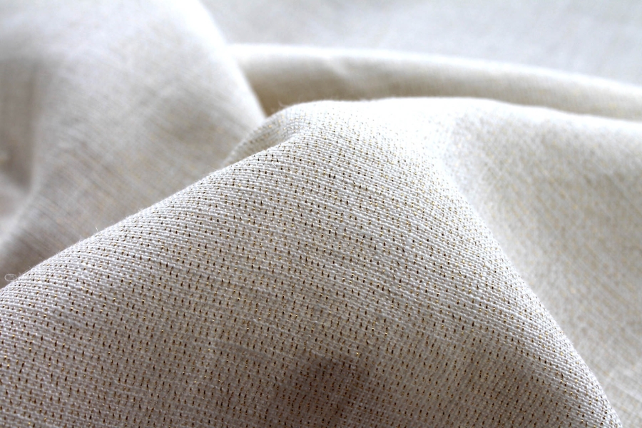 Linen with Lurex - Creamy Off White and Gold