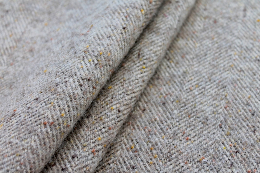 Cream / Beige Herringbone Pattern Wool