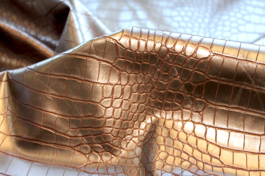 Brass Gold Embossed Large Reptile Leatherette