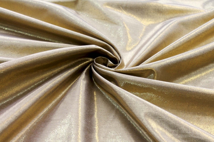 Metallic Silk Noil - New Khaki shot Bright Gold