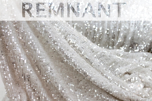 REMNANT - Overlapping Micro Sequin On Silk Chiffon - Iridescent Ivory - 0.8m Piece