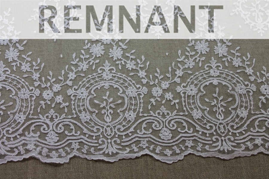 REMNANT - Embroidered Tulle - Ivory - Single Scallop - 0.4m Piece