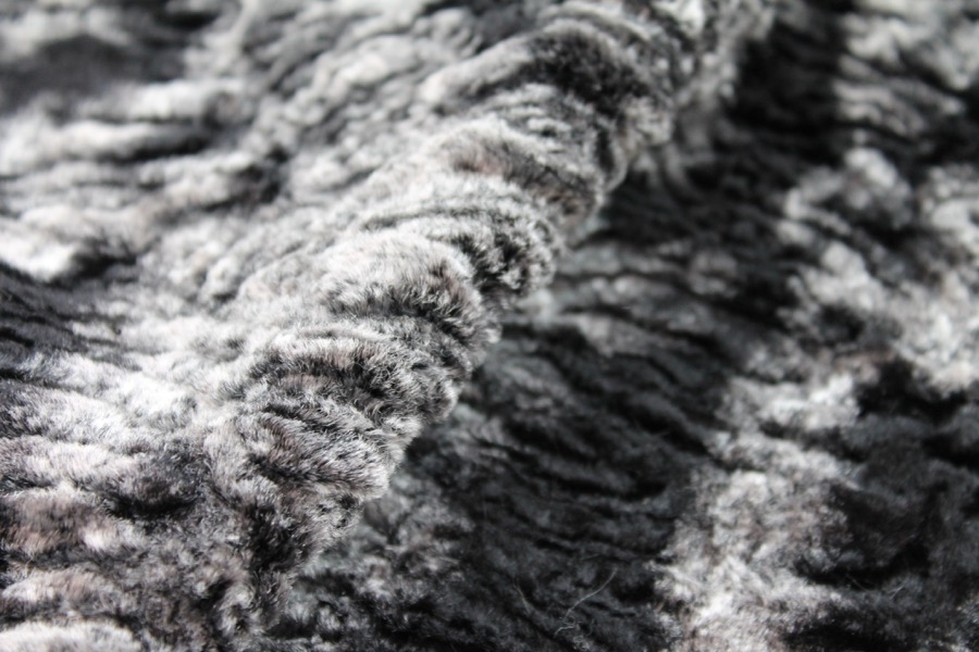 Faux Fur - Textured Grey Black Short Pile