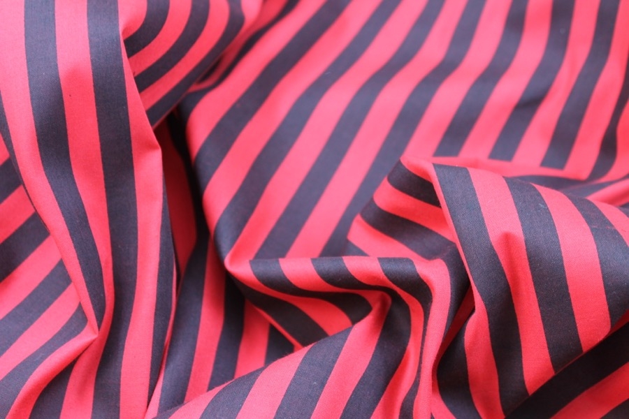 Striped Cotton - Black and Red