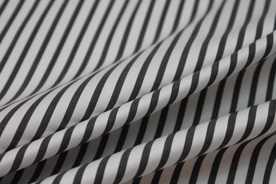 Shirting Cotton - Black and White Thin Stripe