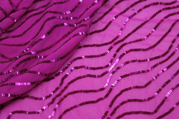 Sequin Squiggle Lines - Hot Pink