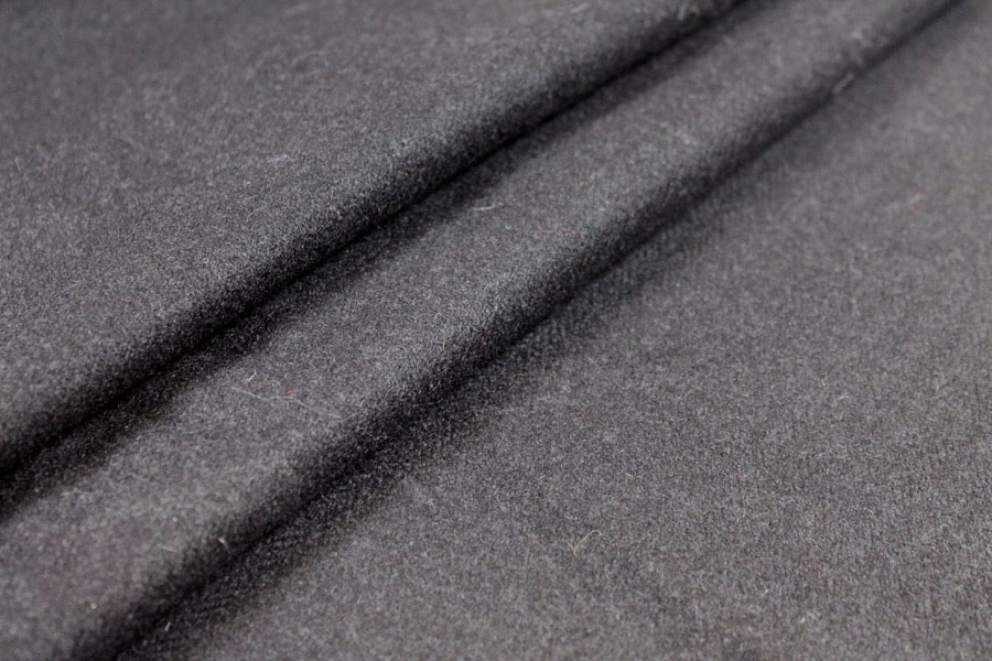 Wool Coating - Black Small Herringbone
