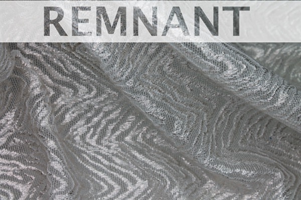 REMNANT - Embroidered Chevron Pattern on Tulle - Silver Foil - 0.35m Piece