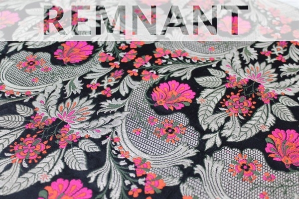 REMNANT - Heavy Banaras Brocade - Black and Pink/Gold - 0.3m Piece