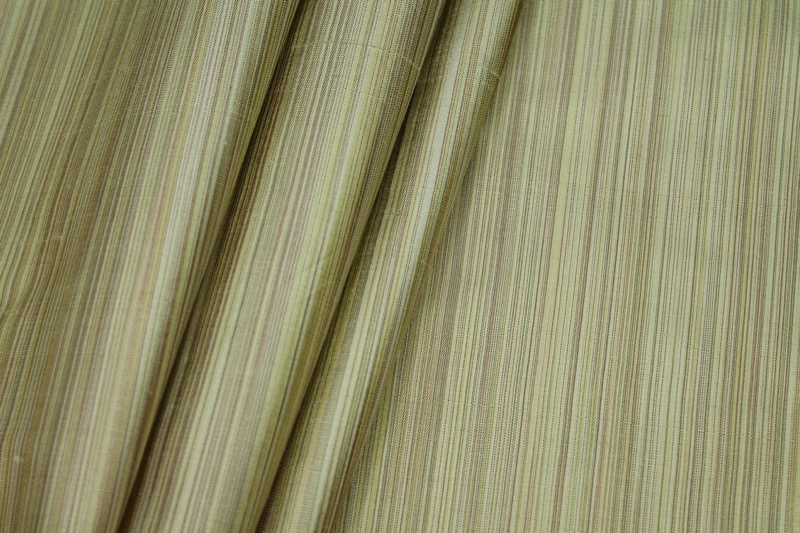 Striped Silk Dupion - Golden Green