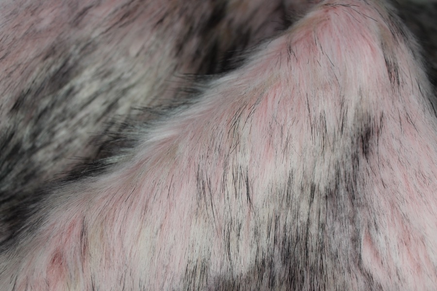 Faux Fur - Long Pile Pale Pink with Speckled Black Tips 