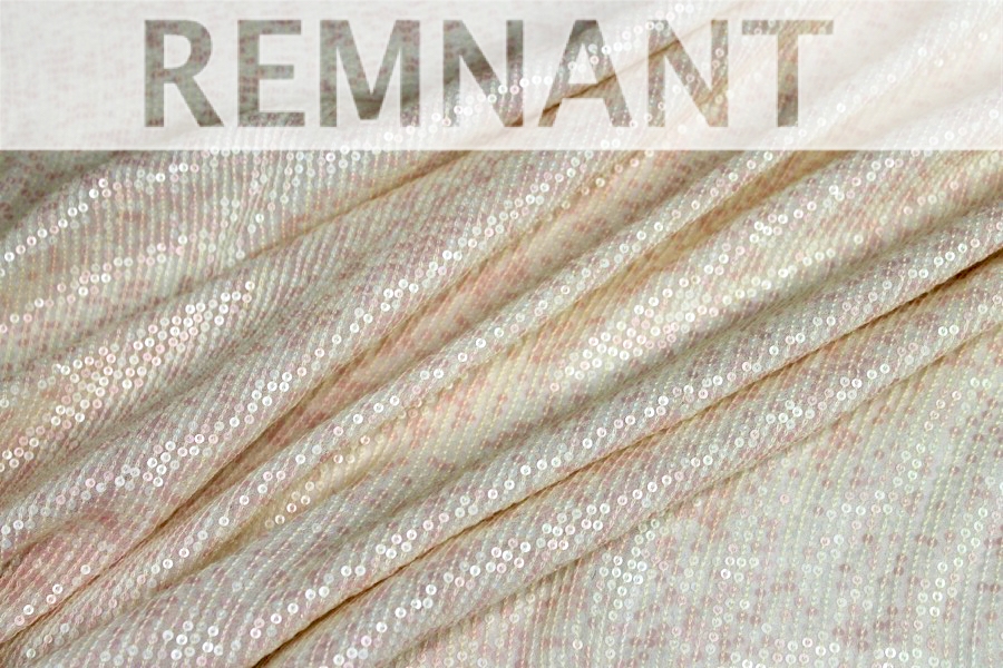 REMNANT - Micro Sequin On Silk Chiffon - Pale Pink and Cream - 0.35m Piece