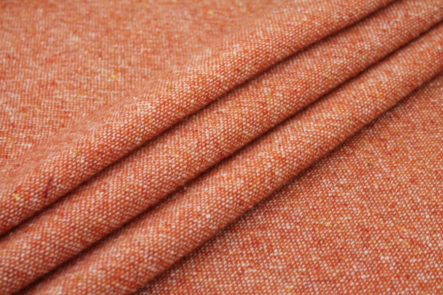 Wool Tweed - Orange and Ivory