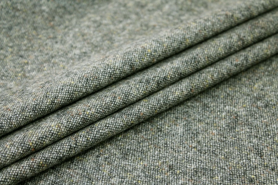 Silk and Wool Mix Tweed - Grey Green