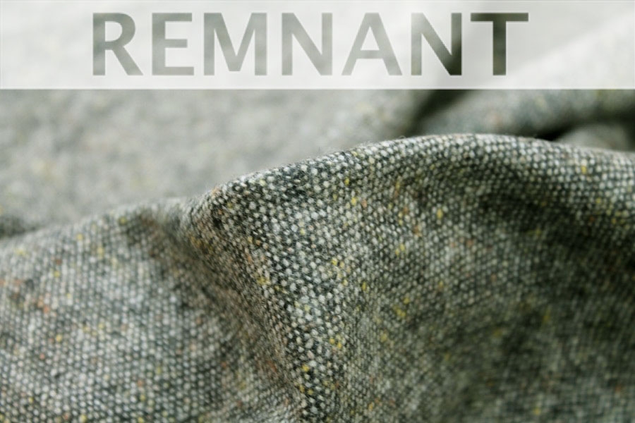REMNANT - Silk and Wool Mix Tweed - Grey Green - 0.25m Piece