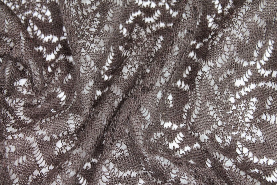 Flower Pattern "Lace" Wool Knit - Dark Brown