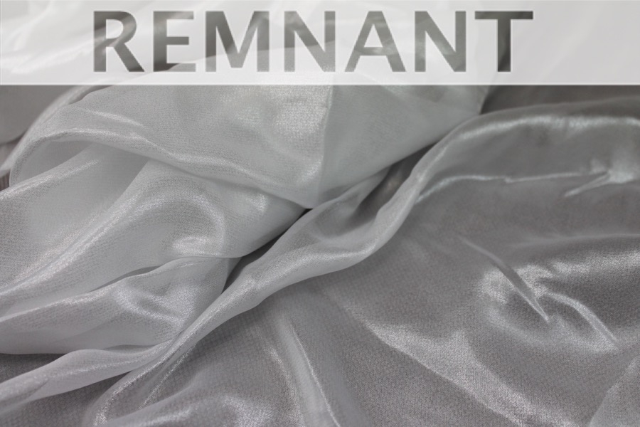REMNANT - Foil Printed Silk Chiffon - Silver on White - 0.1m Piece