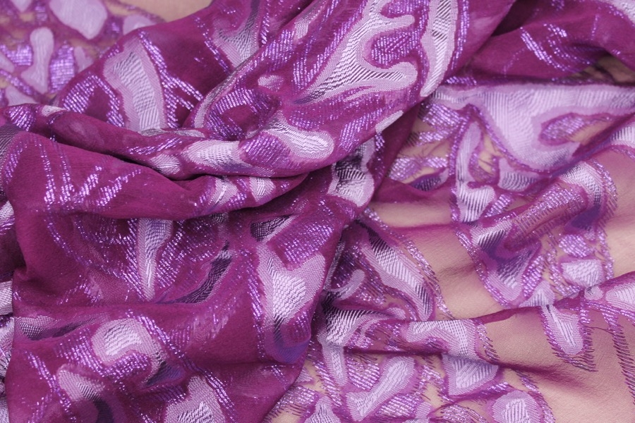 Cut-back Silk Lurex Chiffon - Violet