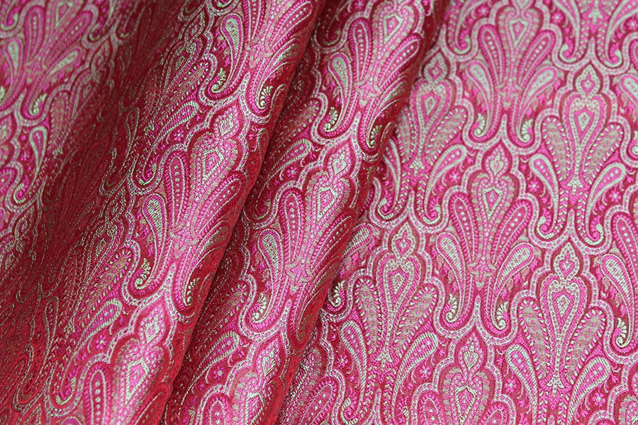 Banaras Brocade - Red Pink and Sage