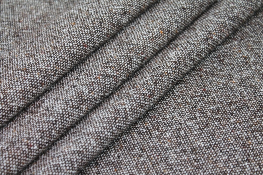 Wool Tweed - Brown and Ivory with Rust