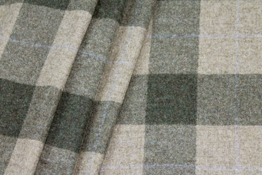 Checked Wool Flannel - Green and Beige