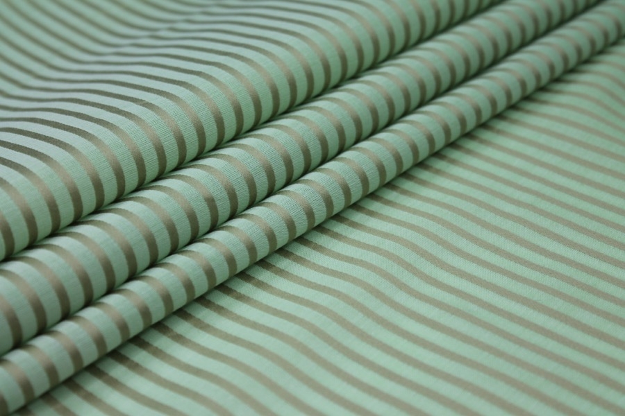 Shirting Cotton - Sheer Green Gold Stripe
