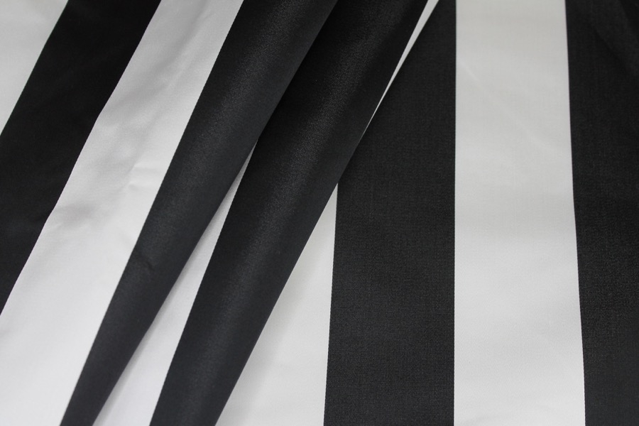 Silk Duchesse Satin - Black and White Stripe