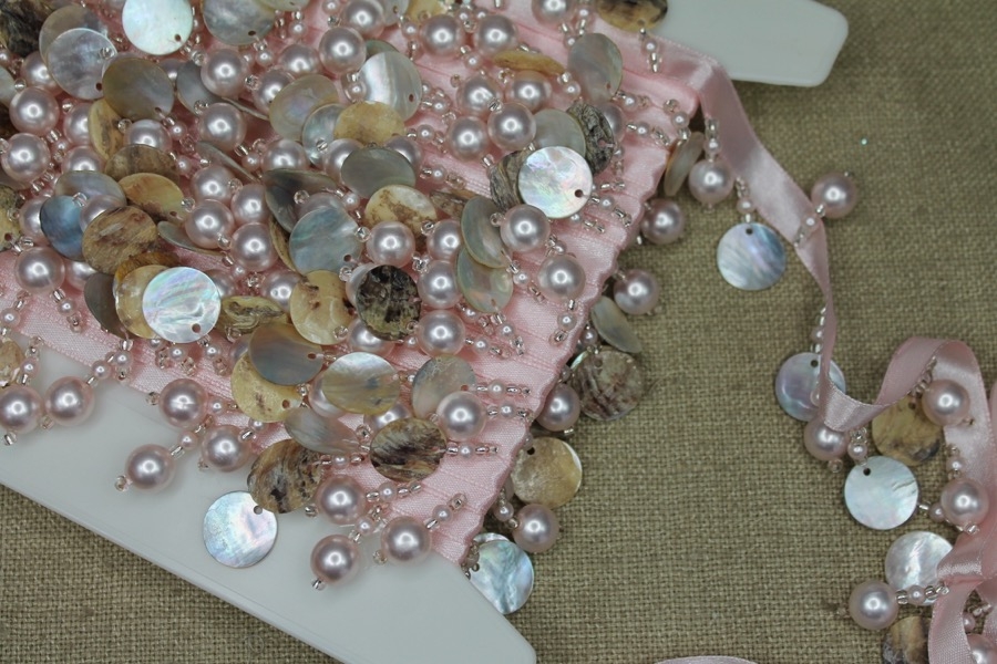 Pale Pink Beaded Pearl & Shell Trim