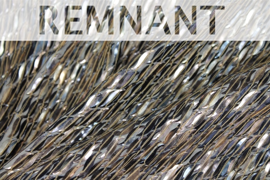 REMNANT - Tarnished Golden S-shaped Sequin on Silk Chiffon