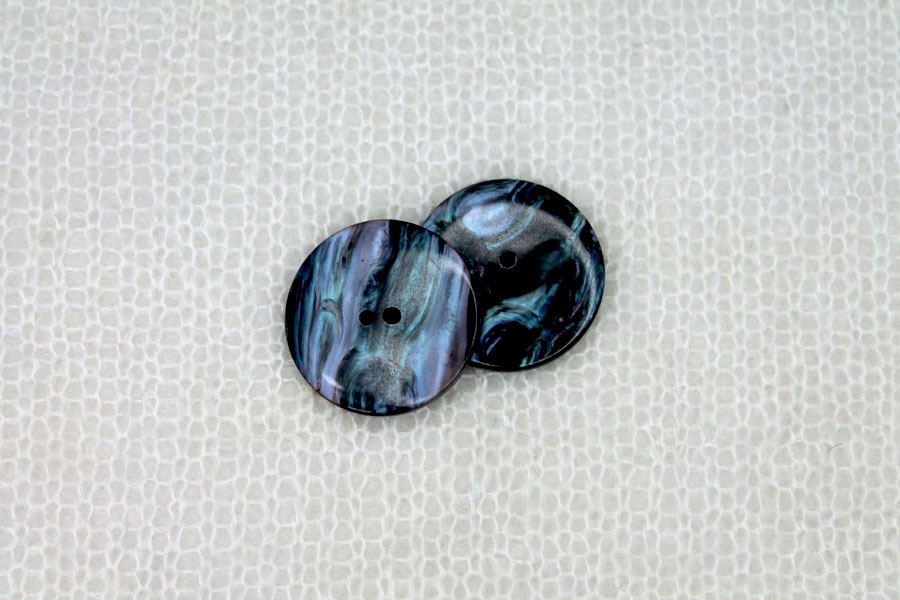 Round Nylon "Abalone Shell" 3cm Button - Dark Blue