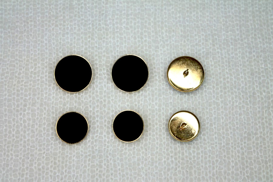 Black Cabouchon Inlay in Gold Metal Shank Button - Small