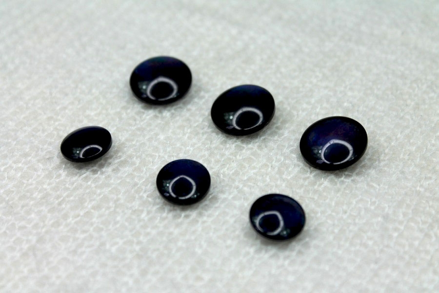 Round Resin Cat Eye Button - Blue - Small