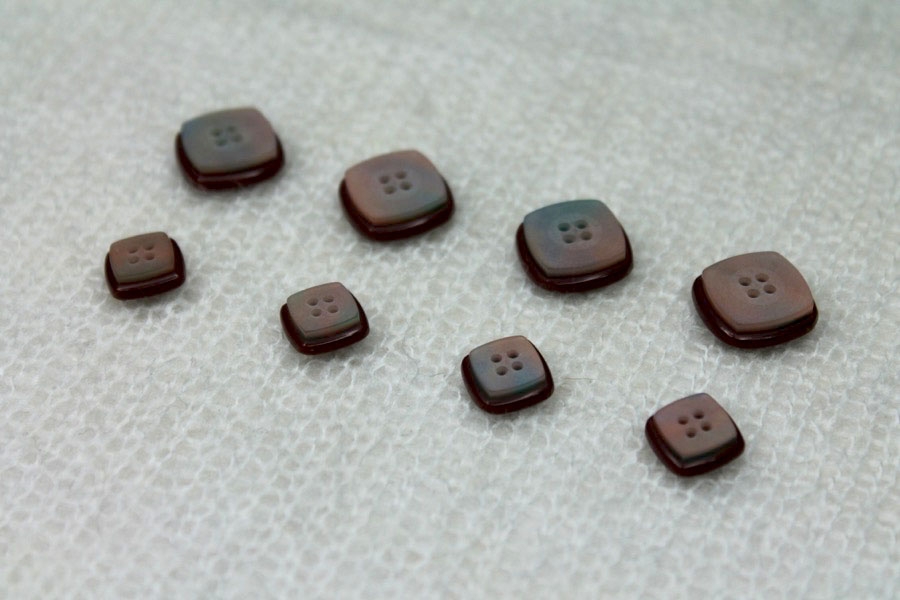 Square "Shell" Resin Inlay Button - Brown - Small