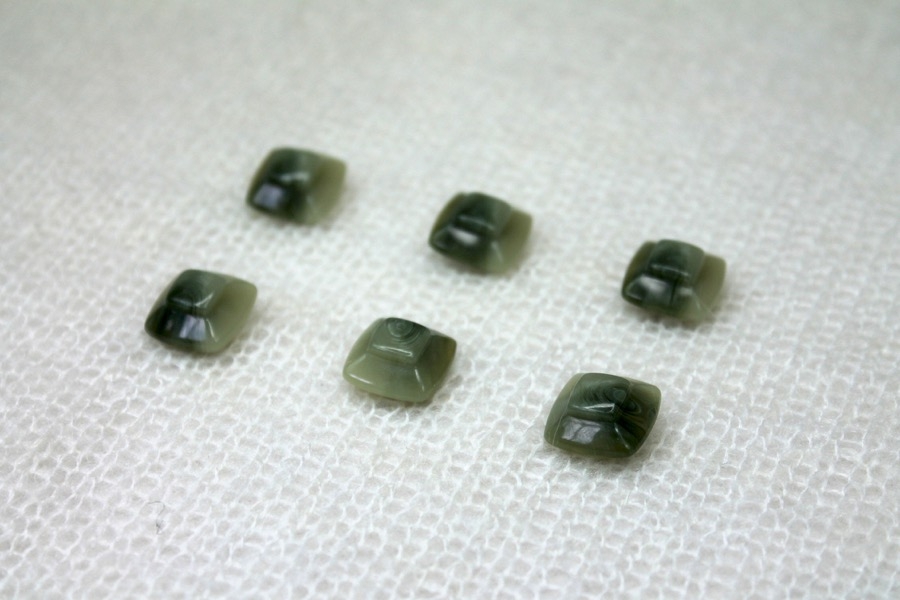 Square Green Nylon "Jade" Button