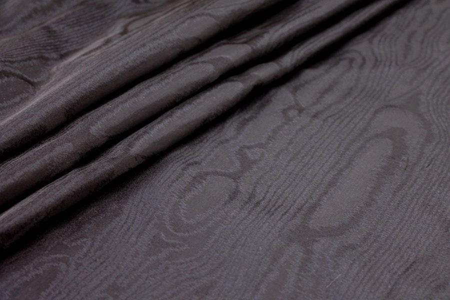 Woven Moiré Brocade Fabric - Black