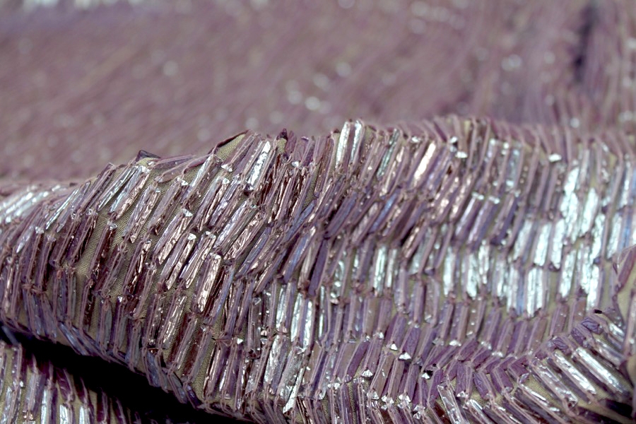 Lilac Long Rectangular Sequin On Silk Chiffon