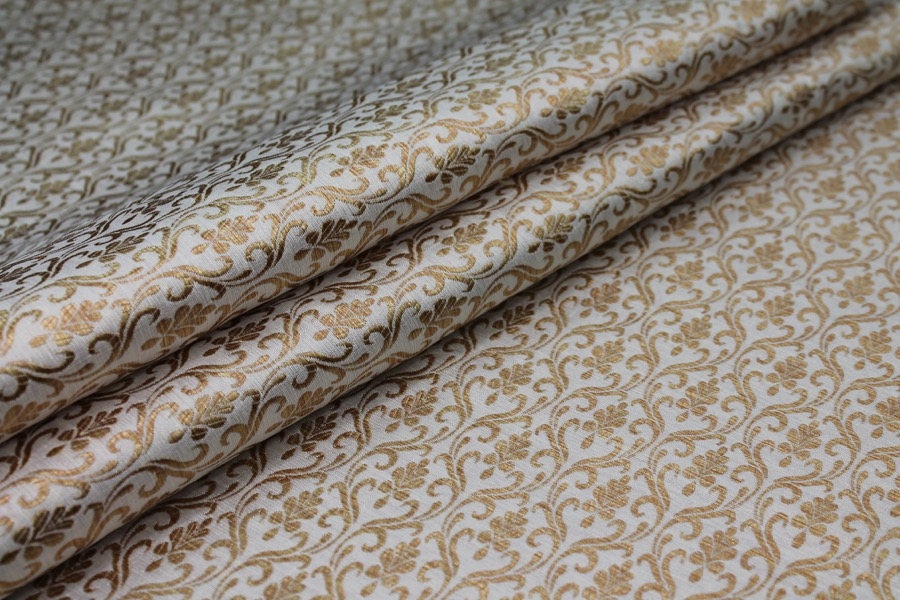 Ivory and Gold Ornamental Brocade 